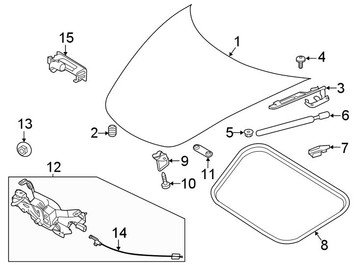 Diagram Hood & components. for your 2016 Porsche Cayenne  Diesel Sport Utility 