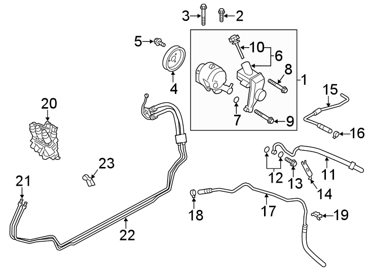 13Front suspension. Pump & hoses.https://images.simplepart.com/images/parts/motor/fullsize/6938216.png