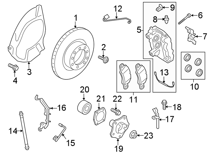 Diagram Front suspension. Brake components. for your 2019 Porsche Cayenne   