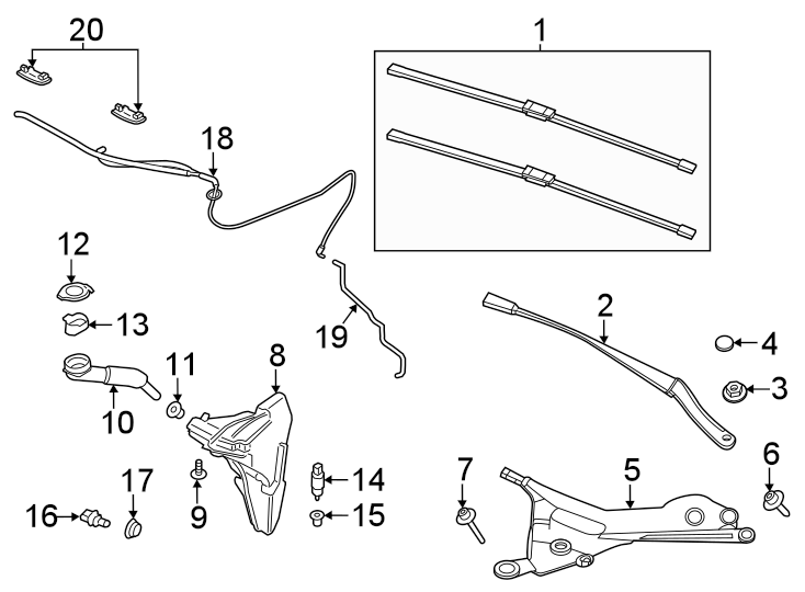 Diagram Windshield. Wiper & washer components. for your 2018 Porsche Cayenne  S Sport Utility 