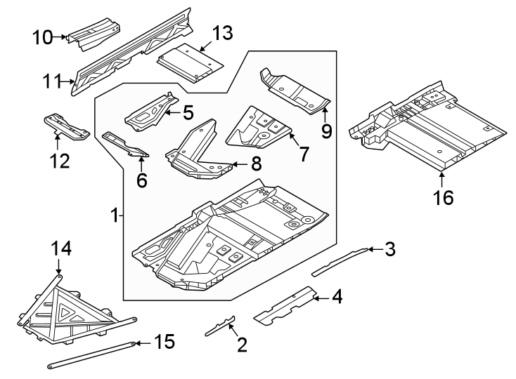 13Pillars. Rear body & floor. Rocker & floor. Floor & rails.https://images.simplepart.com/images/parts/motor/fullsize/6938473.png