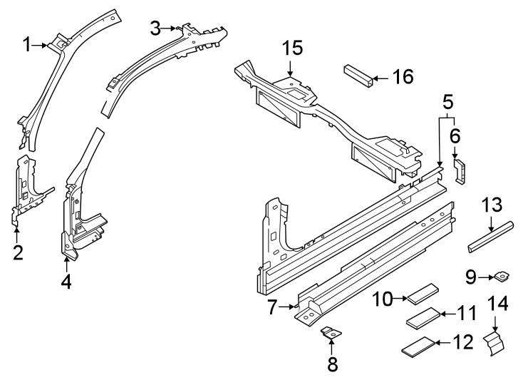 1Pillars. Rocker & floor. Hinge pillar.https://images.simplepart.com/images/parts/motor/fullsize/6938504.png