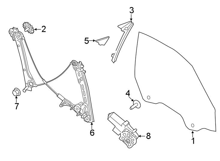 Diagram Door. Glass & hardware. for your 2024 Porsche Cayenne   