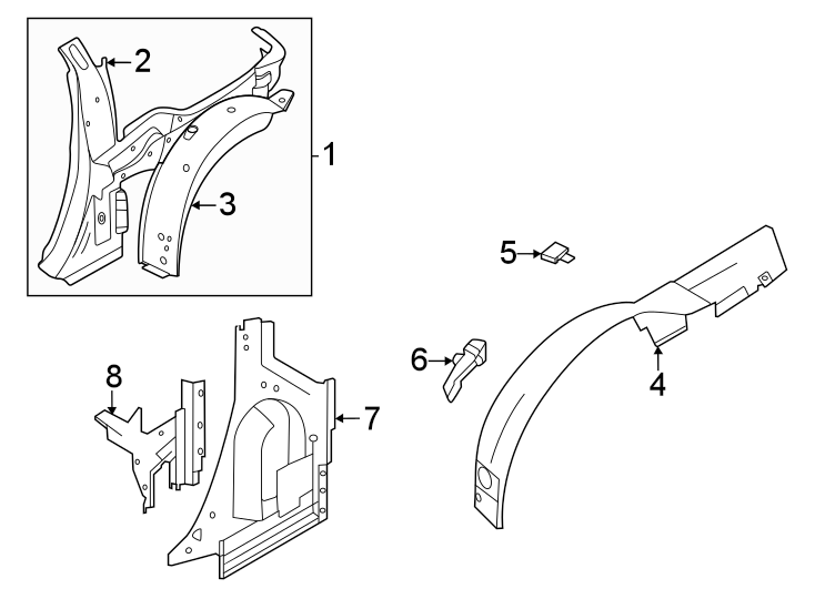 4Quarter panel. Inner structure.https://images.simplepart.com/images/parts/motor/fullsize/6938609.png