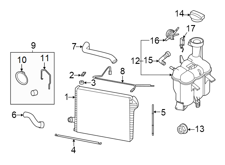 Diagram Radiator & components. for your 2018 Porsche Cayenne   