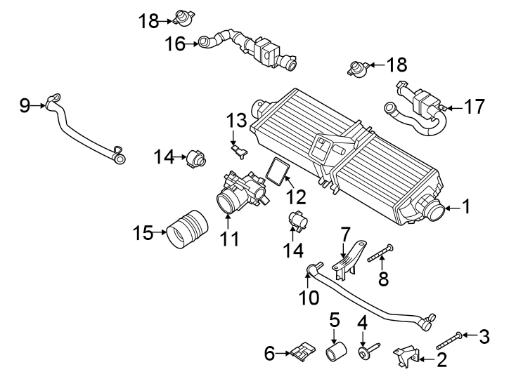 Diagram Intercooler & hoses. for your 2017 Porsche Cayenne  S E-Hybrid Platinum Edition Sport Utility 