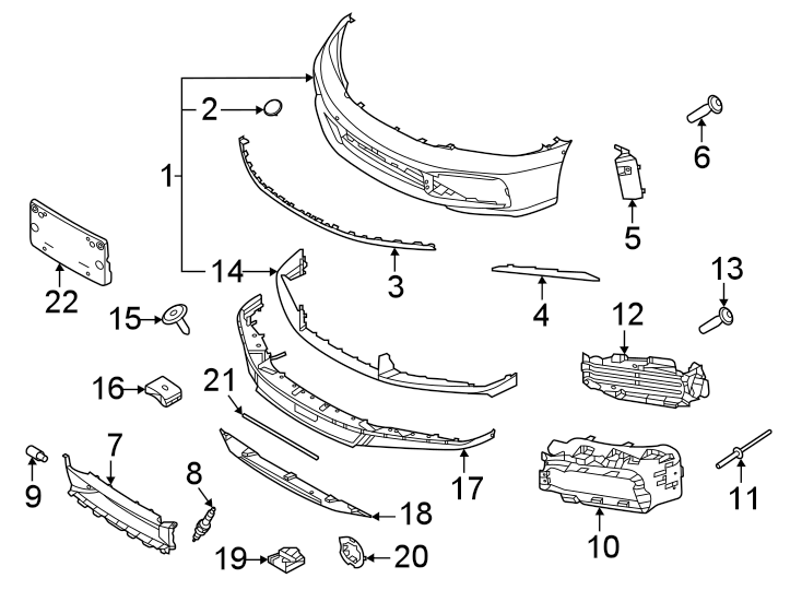 Diagram Front bumper. Bumper & components. for your 2006 Porsche Cayenne   