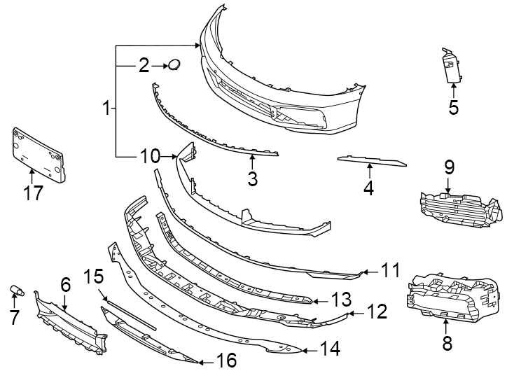 17Cover and trim. W/FRONT camera. W/O front camera. W/O sport design package. W/SPRT clssc.https://images.simplepart.com/images/parts/motor/fullsize/6939011.png