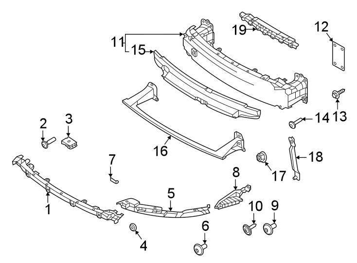 Diagram Front bumper. Bumper & components. for your 2004 Porsche Cayenne   