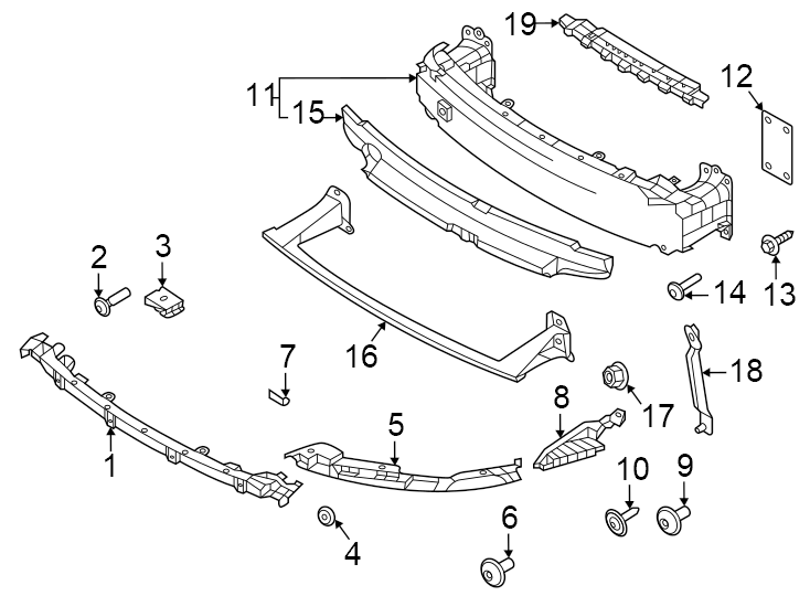 Diagram Front bumper. Bumper & components. for your 2004 Porsche Cayenne   