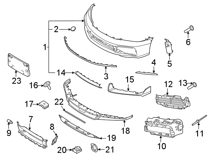 Diagram Front bumper. Bumper & components. for your 2006 Porsche Cayenne   