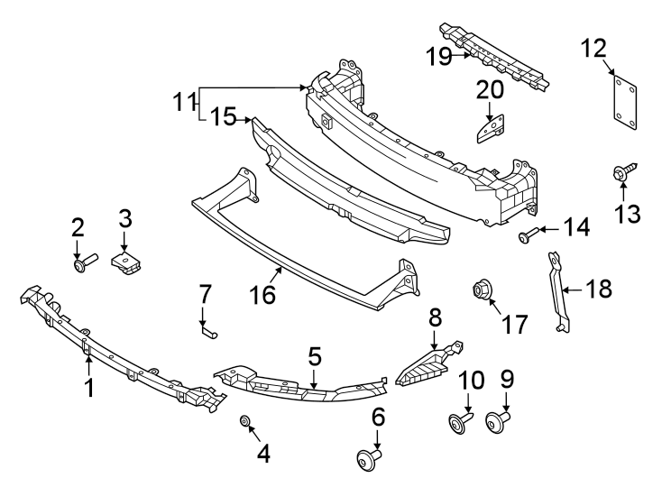 Diagram Front bumper. Bumper & components. for your 2004 Porsche Cayenne   