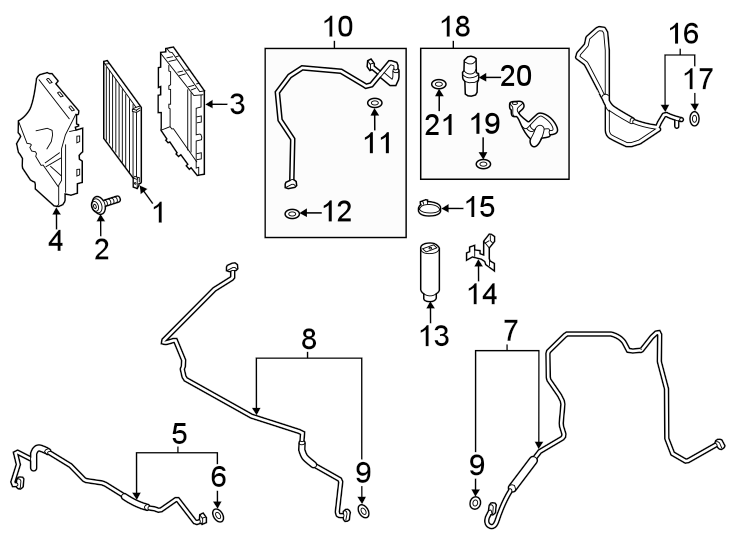 Diagram Air conditioner & heater. Condenser. for your 2021 Porsche Cayenne  Turbo Sport Utility 