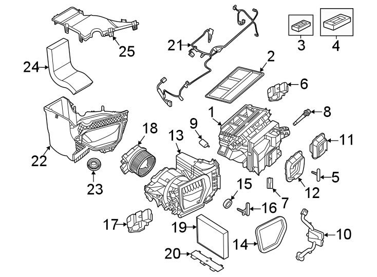 24Air conditioner & heater. Evaporator & heater components.https://images.simplepart.com/images/parts/motor/fullsize/6939127.png