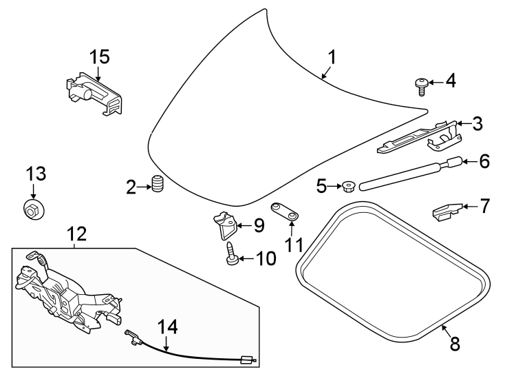 Diagram Hood & components. for your 2016 Porsche Cayenne  Diesel Sport Utility 