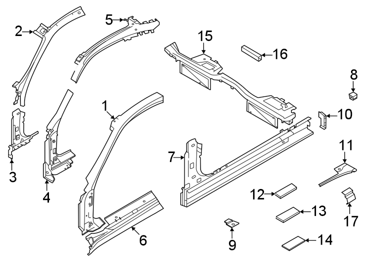 4Pillars. Rocker & floor. Hinge pillar.https://images.simplepart.com/images/parts/motor/fullsize/6939470.png