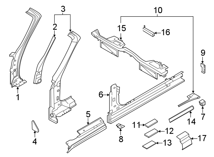 3Pillars. Rocker & floor. Hinge pillar.https://images.simplepart.com/images/parts/motor/fullsize/6939482.png