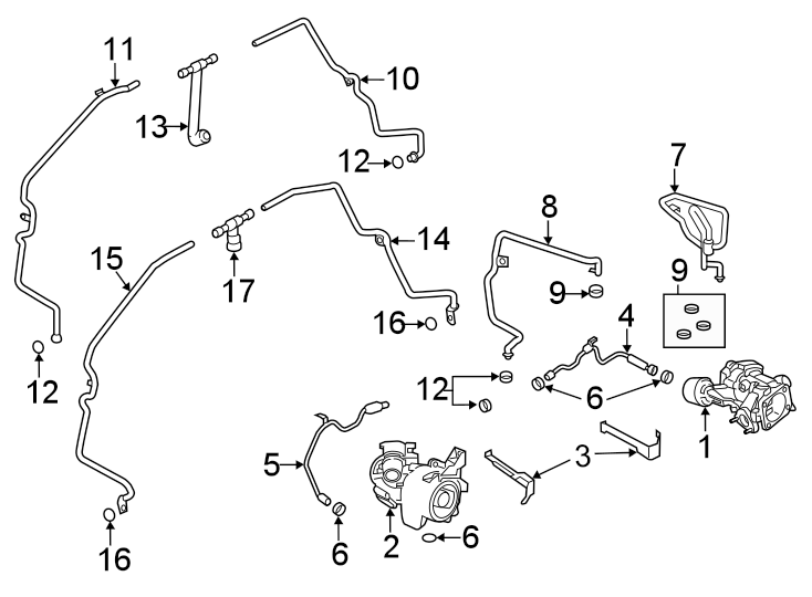 15Turbocharger & components.https://images.simplepart.com/images/parts/motor/fullsize/6939720.png