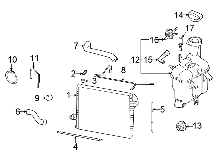 Diagram Radiator & components. for your Porsche Cayenne  