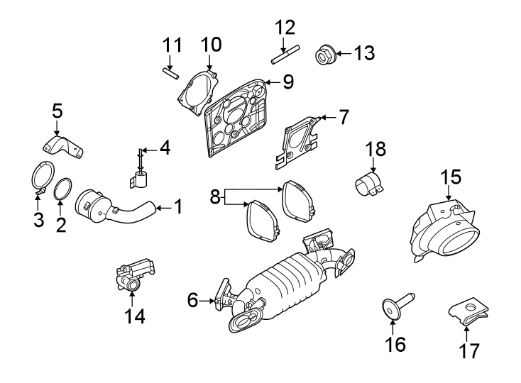 Diagram Exhaust system. Exhaust components. for your 2018 Porsche Cayenne   