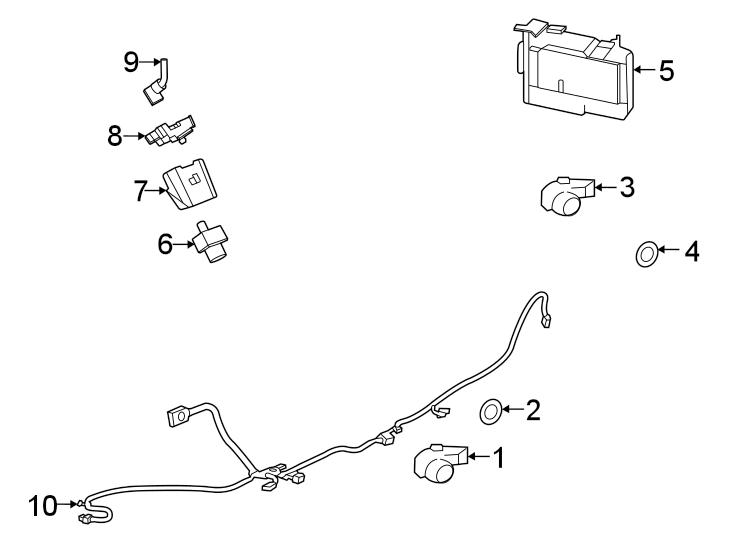 Diagram Rear bumper. Electrical components. for your 2021 Porsche Cayenne   