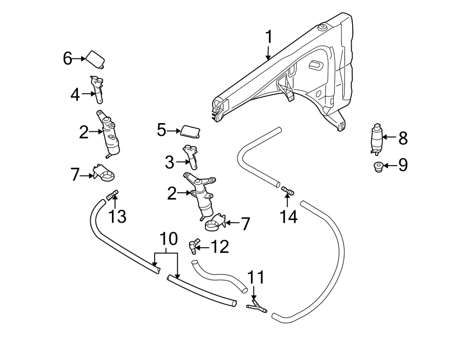 Diagram FRONT LAMPS. WASHER COMPONENTS. for your 2011 Porsche Cayenne  S Hybrid Sport Utility 