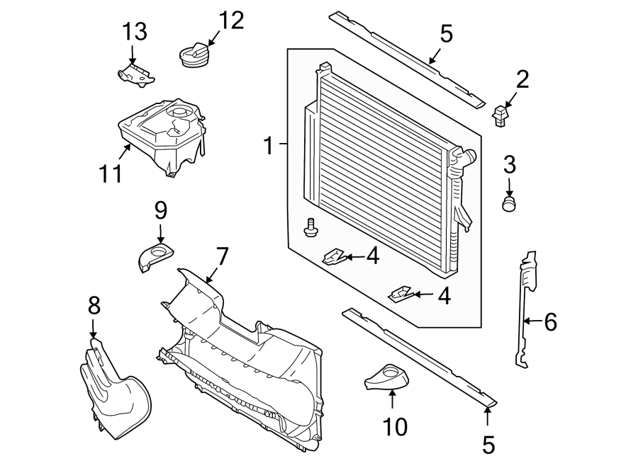 Diagram RADIATOR & COMPONENTS. for your Porsche Cayenne  