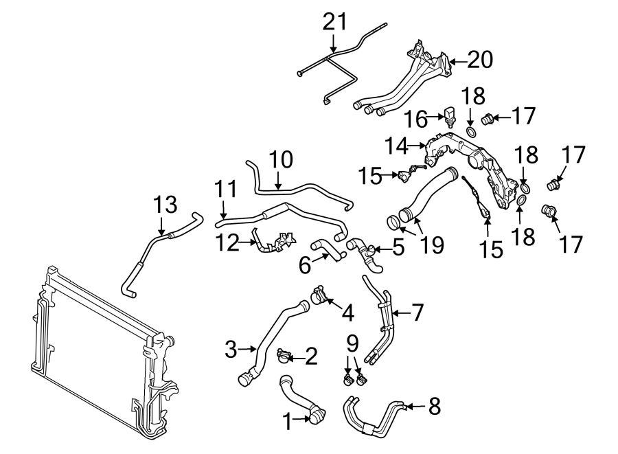 Diagram RADIATOR & COMPONENTS. for your Porsche Macan  