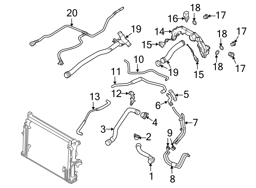 Diagram RADIATOR & COMPONENTS. for your 2006 Porsche Cayenne  Turbo Sport Utility 