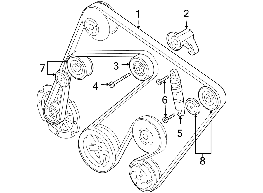 Diagram BELTS & PULLEYS. for your 2004 Porsche Cayenne  S Sport Utility 