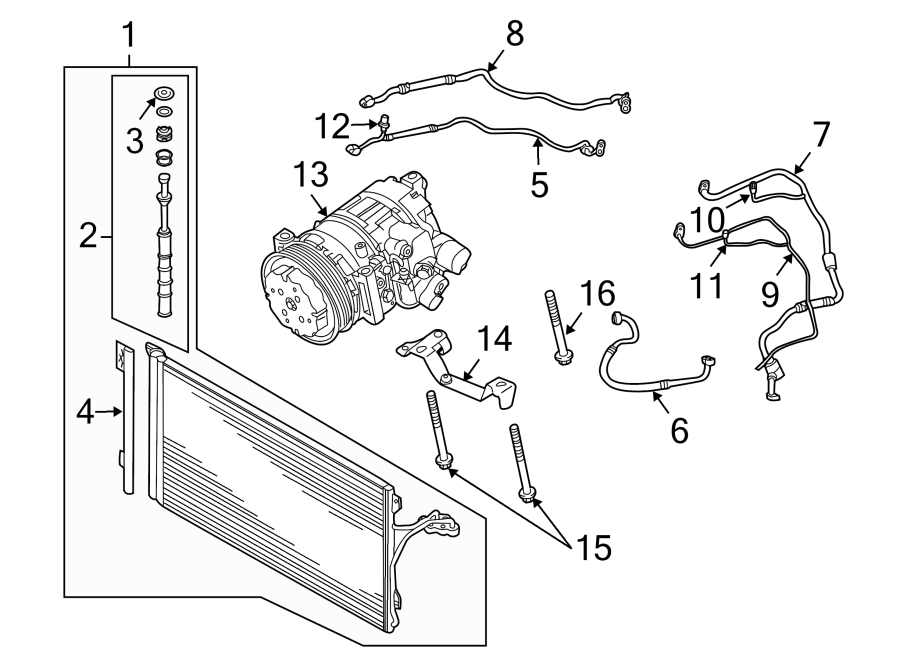 Diagram AIR CONDITIONER & HEATER. COMPRESSOR & LINES. CONDENSER. for your 2003 Porsche Cayenne  S Sport Utility 