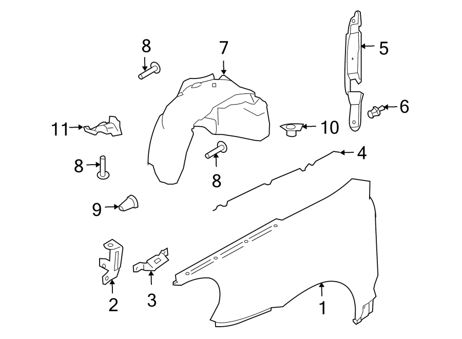 Diagram FENDER & COMPONENTS. for your Porsche