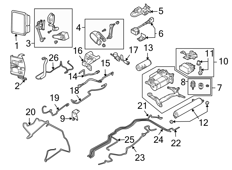 Diagram RIDE CONTROL COMPONENTS. for your 2005 Porsche Cayenne   