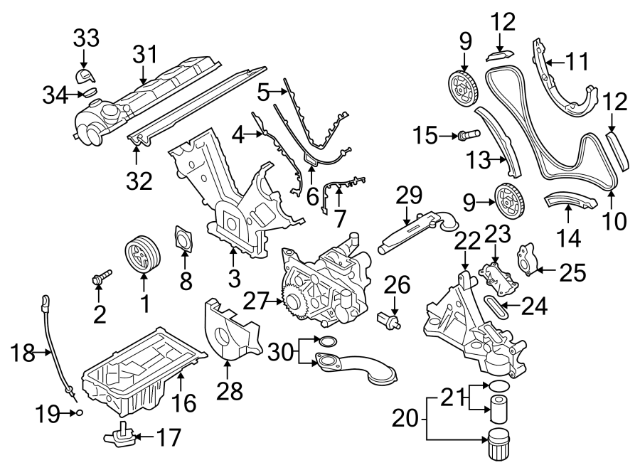 Diagram ENGINE / TRANSAXLE. ENGINE PARTS. for your 2021 Porsche Cayenne   