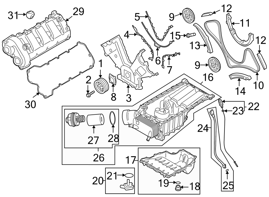 Diagram ENGINE / TRANSAXLE. ENGINE PARTS. for your 2006 Porsche Cayenne  Turbo Sport Utility 