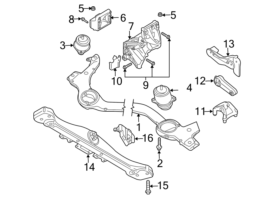 Diagram ENGINE / TRANSAXLE. ENGINE & TRANS MOUNTING. for your 2017 Porsche Cayenne  Platinum Edition Sport Utility 