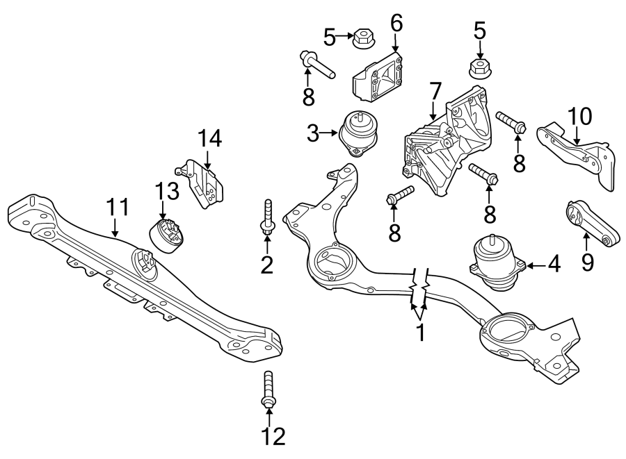 Diagram ENGINE / TRANSAXLE. ENGINE & TRANS MOUNTING. for your 2017 Porsche Cayenne  GTS Sport Utility 