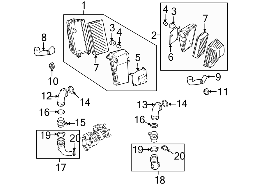 Diagram ENGINE / TRANSAXLE. AIR INTAKE. for your 2013 Porsche Cayenne  Diesel Sport Utility 