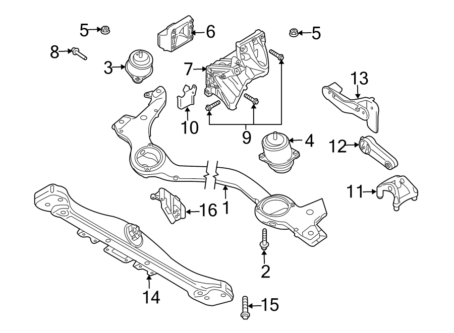 Diagram ENGINE / TRANSAXLE. ENGINE & TRANS MOUNTING. for your 2017 Porsche Cayenne  Base Sport Utility 