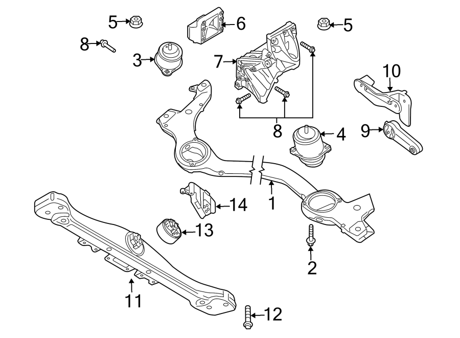 Diagram ENGINE / TRANSAXLE. ENGINE & TRANS MOUNTING. for your 2014 Porsche Cayenne  Platinum Edition Sport Utility 