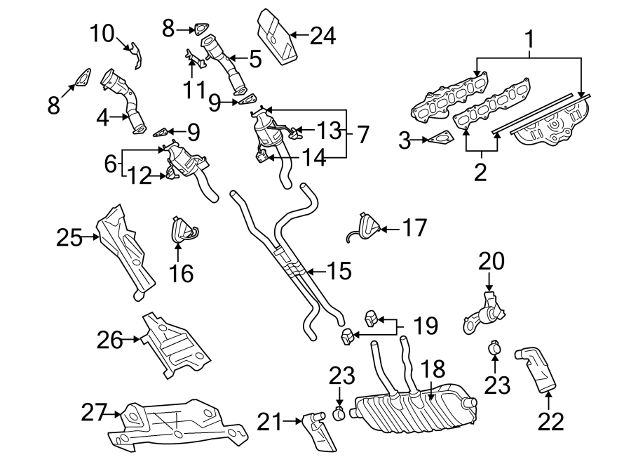 Diagram EXHAUST SYSTEM. EXHAUST MANIFOLD. for your Porsche