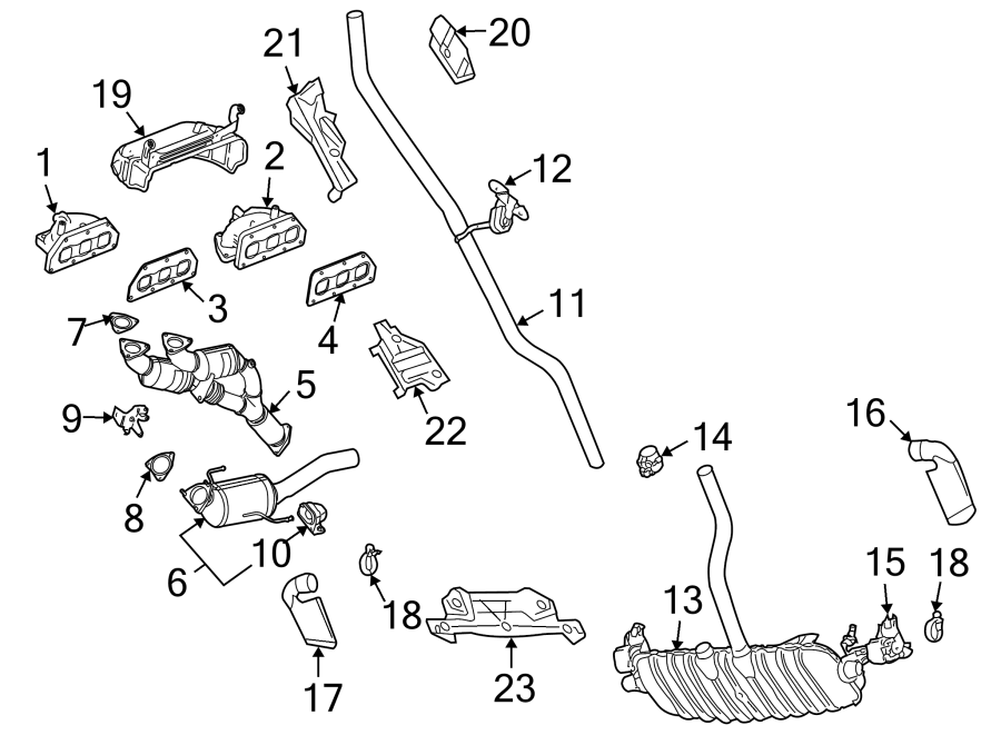 Diagram EXHAUST SYSTEM. EXHAUST MANIFOLD. for your 2006 Porsche Cayenne  Base Sport Utility 