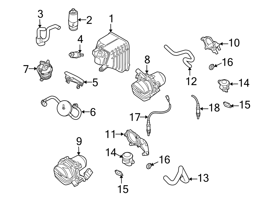 Diagram EMISSION SYSTEM. EMISSION COMPONENTS. for your 2008 Porsche Cayenne 4.8L V8 A/T GTS Sport Utility 