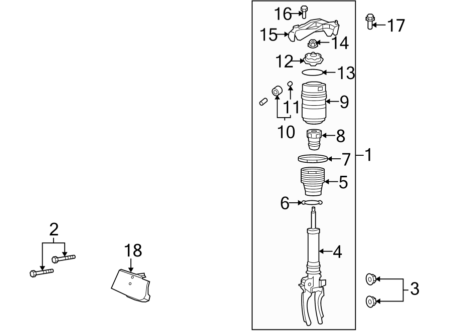 Diagram FRONT SUSPENSION. SHOCKS & COMPONENTS. for your 2018 Porsche Cayenne  GTS Sport Utility 