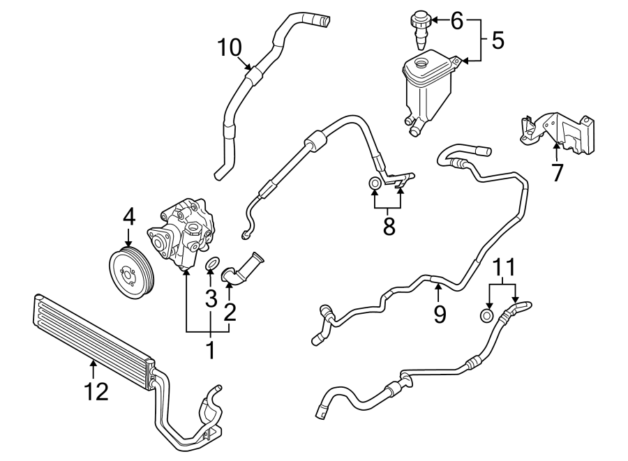 Diagram STEERING GEAR & LINKAGE. PUMP & HOSES. for your Porsche Cayenne  