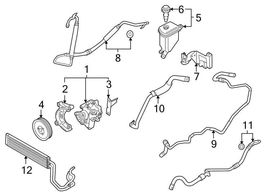 Diagram STEERING GEAR & LINKAGE. PUMP & HOSES. for your Porsche Cayenne  