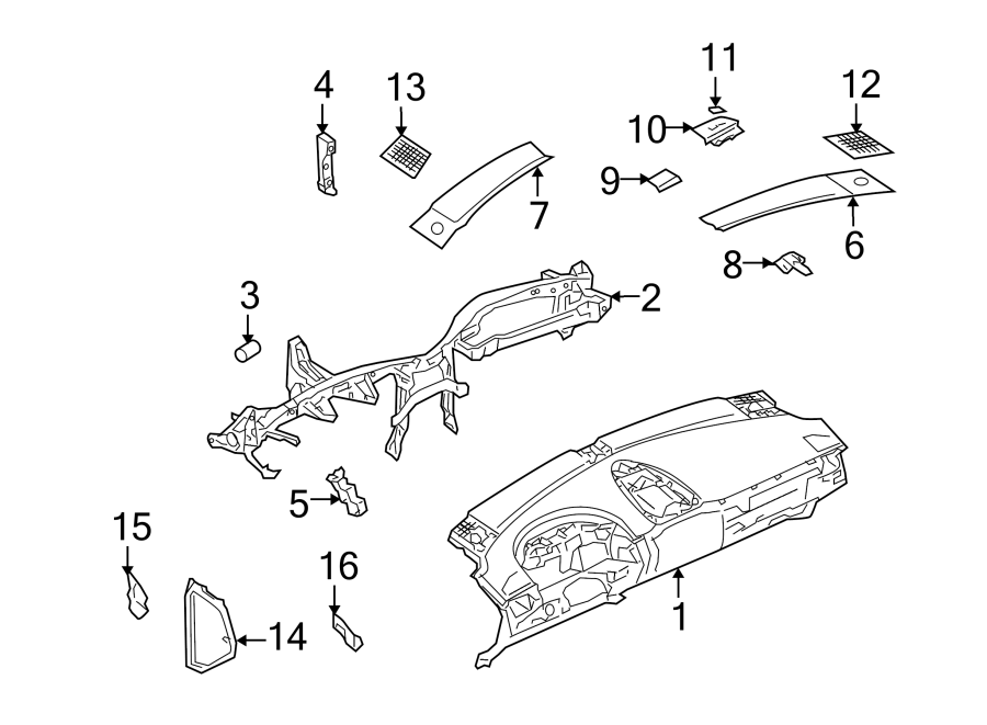 Diagram INSTRUMENT PANEL COMPONENTS. for your 2016 Porsche Cayenne  Base Sport Utility 