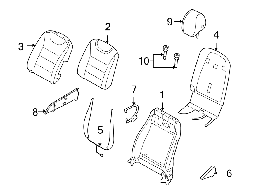 Diagram SEATS & TRACKS. FRONT SEAT COMPONENTS. for your 2008 Porsche Cayenne  GTS Sport Utility 