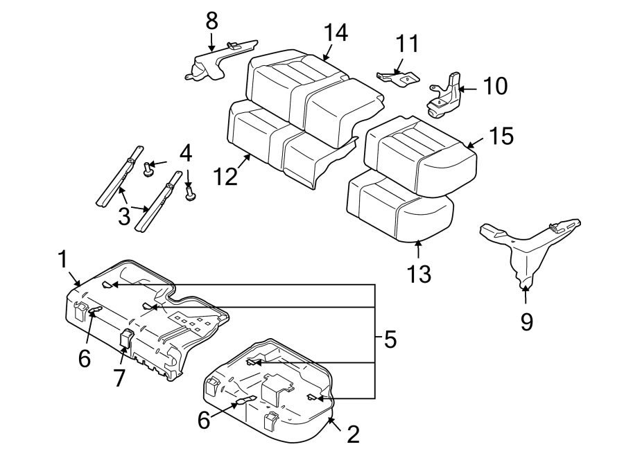 SEATS & TRACKS. REAR SEAT COMPONENTS.