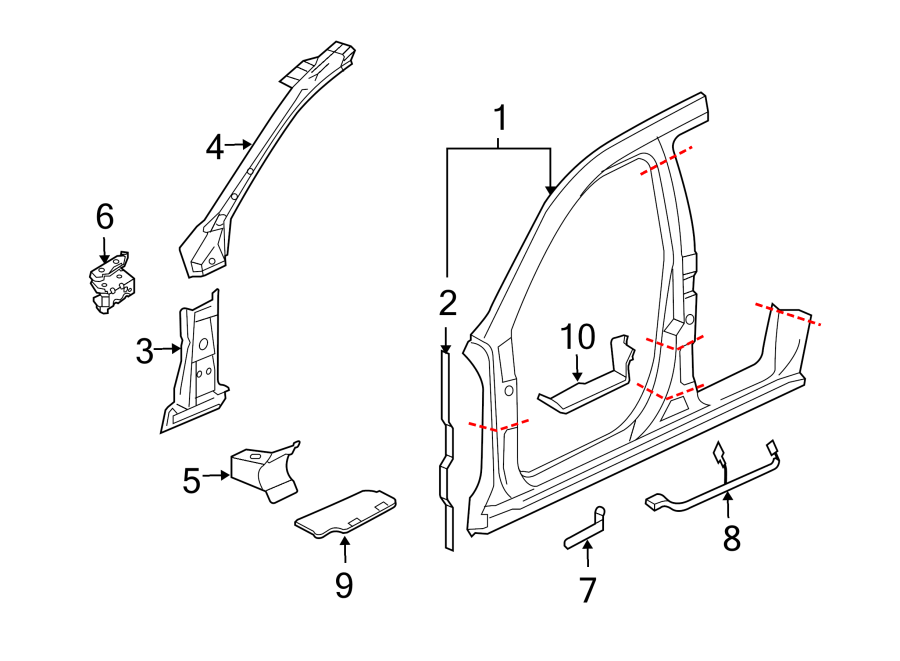 5PILLARS. ROCKER & FLOOR. hinge pillar. UNISIDE.https://images.simplepart.com/images/parts/motor/fullsize/6940570.png